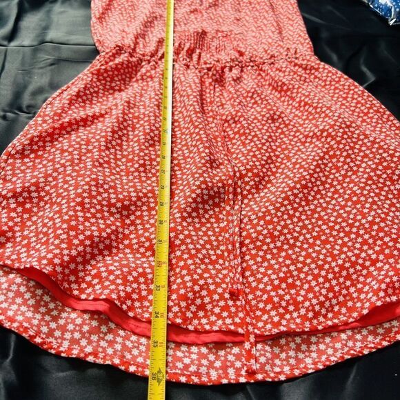 Gap Women XS Red Floral Flower Casual Dress Spring Summer Tie Waist 0672 - Picture 6 of 11